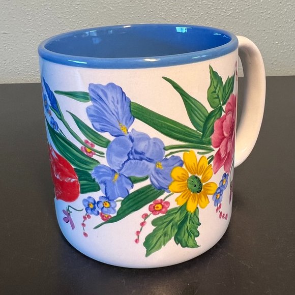 Pair of Vintage FIB Flowers Inc. Balloons Floral Mugs w/ Artwork by Jane Bowen - Picture 4 of 14